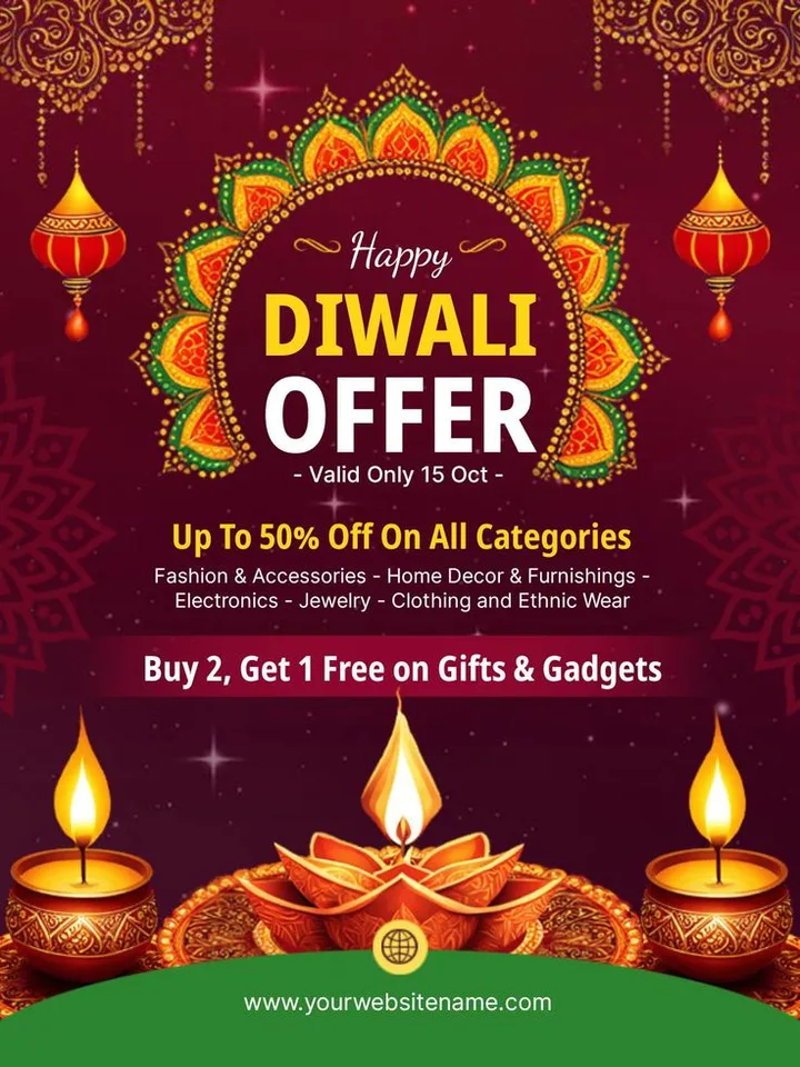 Multi-category Diwali sale, design reference