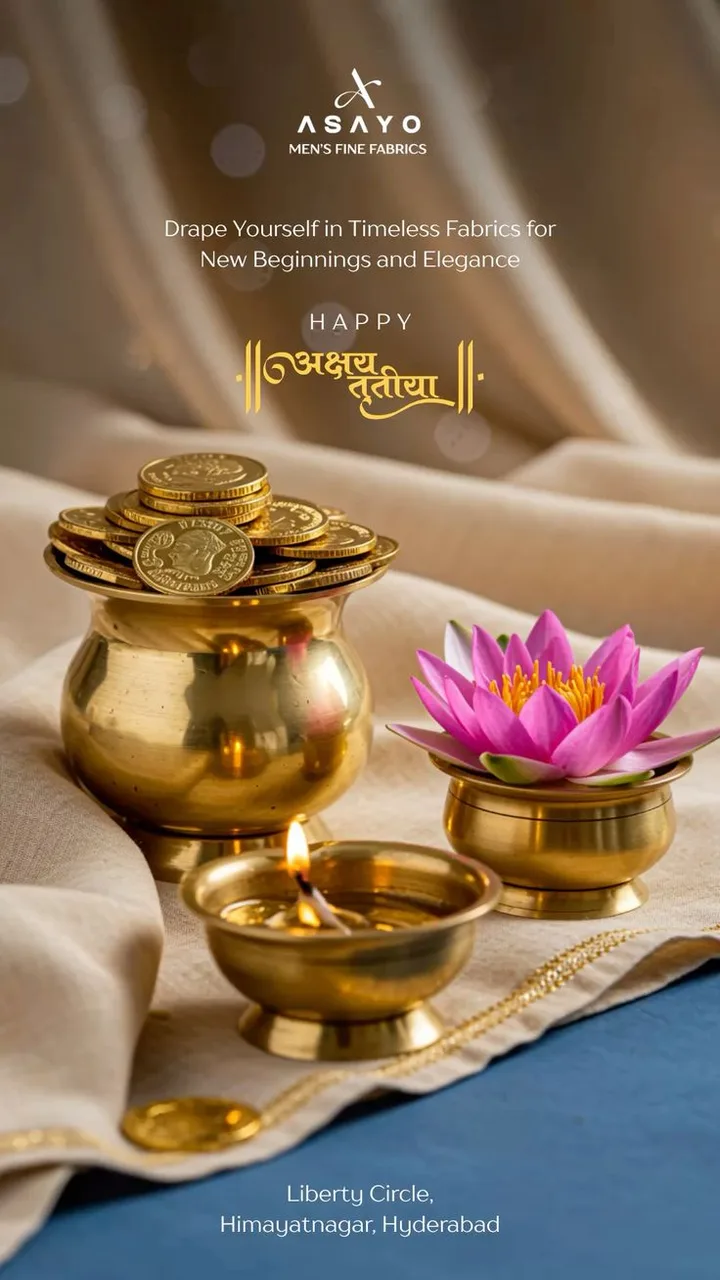 Akshaya Tritiya greeting from a mens fabric retailer, design reference