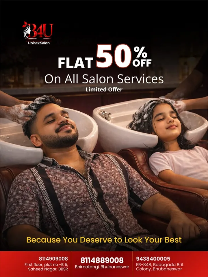 Flat 50% off salon services, design reference